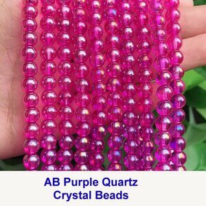 AB Purple Quartz Crystal Beads   15" Strand